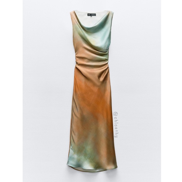 Zara TIE DYE PRINT MIDI DRESS - Picture 1 of 10